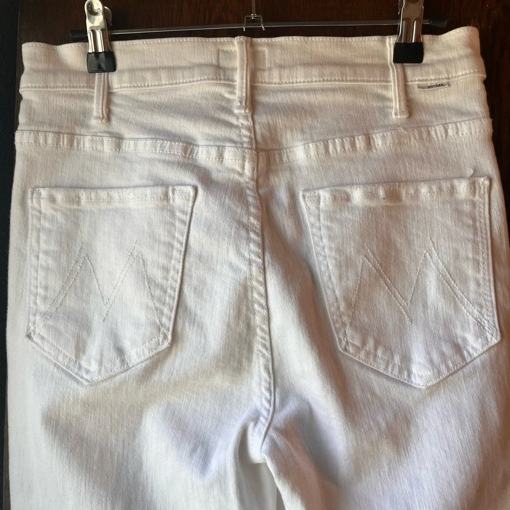 MOTHER Hustler Ankle Fray White Straight Leg Jeans Size 28 - Picture 9 of 14